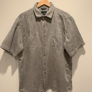 Gramercy Foundry XL, Button Up, Short Sleeve, Gray Shirt, Silk Linen & Cotton